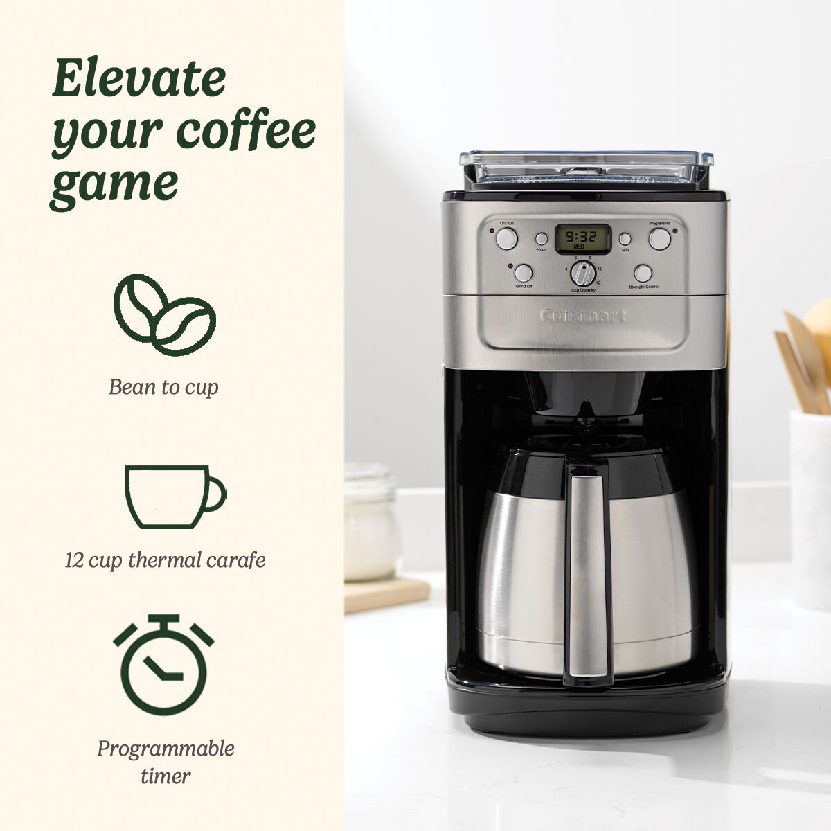 Cuisinart Burr Grind & Brew Coffee Maker With Thermal Carafe Professional Grind & Brew Plus | DGB900BCU | Cuisinart